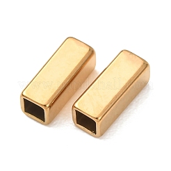 304ステンレスチューブビーズ  直方体の  イオンプレーティング（ip）  18KGP本金メッキ  10x4x4mm  穴：3x3mm&nbsp;STAS-L318-12G-02