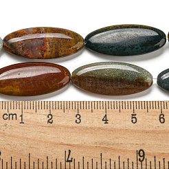 天然石オーシャンアゲート瑪瑙ビーズ連売り  フラットオーバル  30x13x5.5mm  穴：1mm  約13個/連  15.35''（39センチメートル）&nbsp;G-B078-E06-01