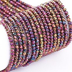 電気メッキガラスビーズセット  フルメッキ  多面カット  ロンデル  ミックスカラー  2x1.5mm  穴：0.6mm  約208~220個/連  34~36cm&nbsp;EGLA-F149-FP-M