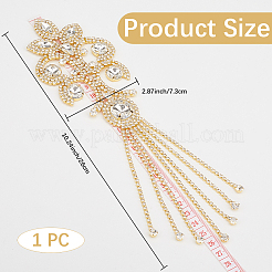 溶接された水真鍮と鉄のアップリケ  ラインストーン付き  クリスタル  260x73x8mm&nbsp;DIY-WH20048-025A