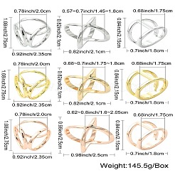 18個 9スタイル 合金スカーフリングバックル 女性 女の子用  ミックスカラー  18~25x21.5~27.5x21.5~24.5mm  2個/スタイル&nbsp;AJEW-CJ0001-36