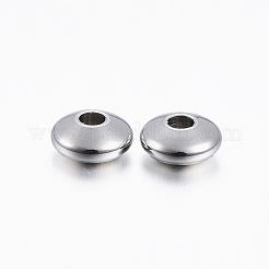 変色しない201ステンレススチールスペーサービーズ  ロンデル  ステンレス鋼色  5x2mm  穴：1.5mm&nbsp;X-STAS-H376-50