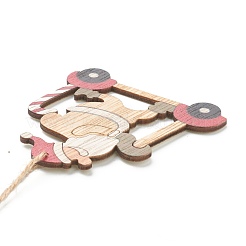 Christmas Theme Natural Wood Pendant Decorations&nbsp;HJEW-P010-05