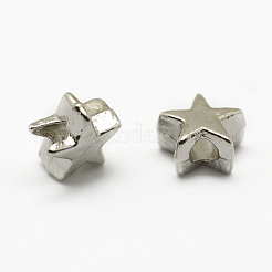 合金ビーズ  スター  プラチナ  5x6x3mm  穴：1.5mm&nbsp;KK-K168-02P