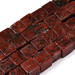 ナチュラルセサミジャスパー/キウイジャスパービーズ連売り  キューブ  ファイヤーブリック  8~8.5x8~8.5x8~8.5mm  穴：1.2mm  約47~49個/連  15.35~15.79''（39~40.1センチメートル）&nbsp;G-T139-8x8-42A
