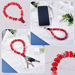 Resin Rondelle Bead with Polyester & Spandex Cord Phone Hand Strap Chains&nbsp;HJEW-TADJ0009