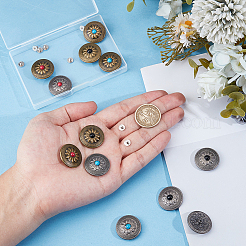 12色合金装飾リベット6個  合成ターコイズとネジ付き  財布用  バッグ  革工芸装飾  花柄とフラットラウンド  ミックスカラー  25x9mm  穴：2.5mm  2個/カラー&nbsp;BUTT-GF0004-21