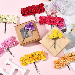120色の紙製造バラの花10個  DIY 工芸品ホームフェスティバル装飾パーティーの装飾  ミックスカラー  83x18x9mm  12個/カラー&nbsp;DIY-SP0005-83