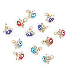 12Pcs 3 Colors Brass Micro Pave Cubic Zirconia Pendants&nbsp;ZIRC-AR0001-12