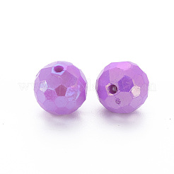 不透明なアクリルビーズ  多面カット  染め  ABカラー  ラウンド  青紫色  12x11.5mm  穴：1.8mm  約560個/500g&nbsp;TACR-S154-10F-03