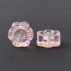 電気メッキガラスビーズ  ヒマワリ  ジュエリー作りのための  パールピンク  12.5x11.5x6mm  穴：1mm&nbsp;GLAA-G090-01A