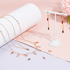 36Pcs 9 Colors Golden Brass Micro Pave Cubic Zirconia Charms&nbsp;KK-PH0010-99