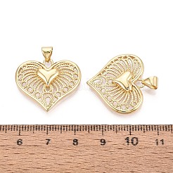 中空真鍮ペンダント  ハートチャーム  16KGP本金メッキ  21.5x24~24.5x3.5~4mm  穴：5x3~3.5mm&nbsp;KK-T080-59G