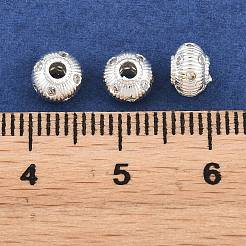 真鍮ビーズ  水玉模様のロンデル  銀  6x4mm  穴：1.9mm&nbsp;KK-Z162-05S