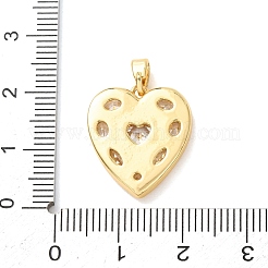 バレンタインデーの真鍮パヴェクリアキュービックジルコニアペンダント  ハートチャーム  ゴールドカラー  19x16.5x3mm  穴：4.5x2.5mm&nbsp;CU-H001-01G