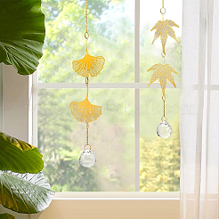 2Pcs Leaf Brass Handmade Wind Chimes&nbsp;HJEW-BC0001-18