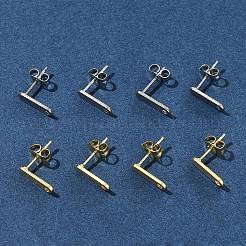 16個 2色 201ステンレススチールスタッドピアス金具 穴付き  304ステンレス鋼のピンとイヤーナット  長方形  24KGP本金メッキ＆ステンレススチールカラー  12x3.5mm  穴：1.4mm  ピン：0.8mm  8個/カラー&nbsp;EJEW-FS0001-18