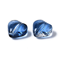 透明なスプレー塗装ガラスビーズ  ハート  マリンブルー  7.5x8x4.5mm  穴：0.9mm&nbsp;X-GGLA-S054-012A-03