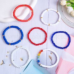 7個7スタイル手作りポリマークレイヘイシサーファーストレッチブレスレットセット  天然マレーシアジェイドビーズ スタッカブル ブレスレット  女性のためのプレッピージュエリー  ミックスカラー  内径：2-1/8インチ（5.3cm）  1個/スタイル&nbsp;BJEW-SW00075