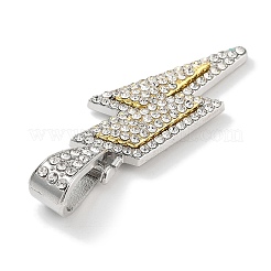 合金ラインストーンペンダント  稲妻の形  プラチナ·ゴールデン  37x15x3.5mm  穴：12.5x5mm&nbsp;ALRI-S001-04