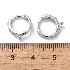 真鍮製フープピアスパーツ  キュービックジルコニア付き  カドミウムフリー＆鉛フリー  プラチナ  14x2mm  穴：1.2mm  ピン：0.8mm&nbsp;FIND-Z039-32P