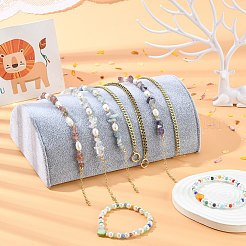 木製の半円形のアクセサリーのブレスレットのディスプレイ  ベルベットで覆われた  ハーフムーンブレスレットディスプレイランプ  ゲインボロ  21x12x7cm&nbsp;BDIS-L001-07C