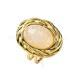 Oval Natural Quartz Crystal Finger Rings&nbsp;RJEW-M063-01G-12