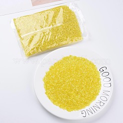 透明色光沢ガラスラッパビーズ  丸い穴  きいろ  3~8x2mm  穴：0.7mm  約450g /ポンド&nbsp;SEED-N005-001-A12