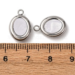 304ステンレススチール樹脂ペンダント  オーバル  15.5x10.5x4mm  穴：1.8mm&nbsp;STAS-P406-15E-P