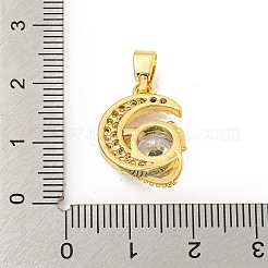 真鍮マイクロパヴェクリアキュービックジルコニアペンダント  月＆星  18KGP本金メッキ  透明  19x13.5x6.5mm  穴：4x3.5mm&nbsp;KK-B096-01G