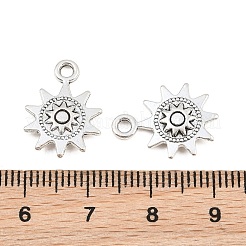 合金のチベット風チャーム  太陽のチャーム  アンティークシルバー  17x12.5x2.5mm  穴：1.8mm&nbsp;AL-CBA1187-10B-AS