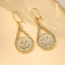 Teardrop Brass Hoop Dangle Earrings&nbsp;FS-WGAC8BC-01