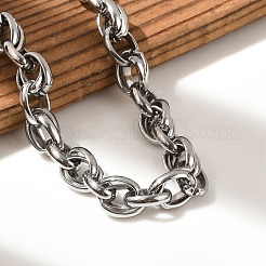 304ステンレススチール製オーバルリンクチェーンブレスレット（男性用・女性用）  ステンレス鋼色  7-1/4インチ（18.5cm）&nbsp;BJEW-D042-35P