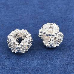 真鍮マイクロペーブクリアキュービックジルコニアビーズ  花  銀  5x6.5x6.5mm  穴：3x3mm&nbsp;KK-Z162-18S