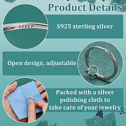 1Pc Rhodium Plated 925 Sterling Silver Adjustable Solitaire Ring Settings&nbsp;FIND-BC0013-97