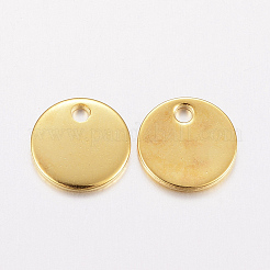 ステンレススチールチャーム201個  空白タグのスタンプ  フラットラウンド  ゴールドカラー  8x0.8mm  穴：1.2mm&nbsp;STAS-F162-32G