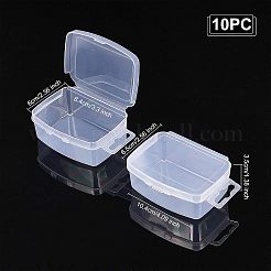 クリアプラスチックビーズ収納ケース  ヒンジ付き蓋付き  フリップカバー  感受性  長方形  ホワイト  10.4x6.5x3.5cm  インナーサイズ：8.4x6センチメートル&nbsp;CON-WH0074-61