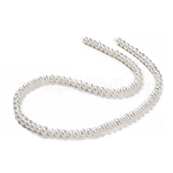 天然養殖淡水パールビーズ連売り  ロンデル  ホワイト  5~6x4mm  穴：0.5mm  約89個/連  14.7インチ（37.5cm）&nbsp;PEAR-G007-39