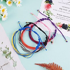 ツートンワックスポリエステル編組ストリングブレスレット  女性のためのsuferwave調節可能なコードブレスレット  ミックスカラー  内径：2-1/8~3-3/4インチ（5.5~9.5cm）  4個/セット&nbsp;BJEW-SW00026