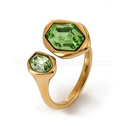 304 Stainless Steel Pave Cubic Zirconia Cuff Open Rings&nbsp;RJEW-Z147-04G