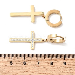 Cross 304 Stainless Steel Polymer Clay Rhinestones Hoop Earrings&nbsp;EJEW-G453-11G-02