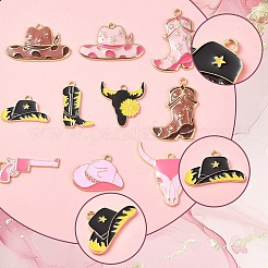 10Pcs 10 Styles West Cowboy Theme Alloy Enamel Pendants&nbsp;ENAM-YW0004-51