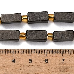 天然ゴールドパイライト/ゴールデンパイライトビーズ連売り  直方体の  シードビーズで  13x6x6mm  穴：1.2mm  約12個/連  7.68''（19.5センチメートル）&nbsp;G-F833-C01-01