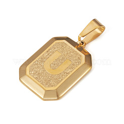 文字ペンダント付きステンレススチール長方形1個  ゴールドカラー  U字  29x20mm&nbsp;NJEW-TA0001-22U