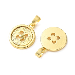 真鍮製チャーム  ボタンチャーム  18KGP本金メッキ  15x13x2mm  穴：5x2.5mm&nbsp;KK-CBA9FD2-04G
