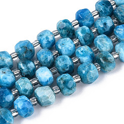 天然石アパタイトビーズ連売り  シードビーズで  多面カット  ロンデル  7~8.5x5~7mm  穴：1mm  約22~28個/連  7.09~7.87インチ（18~20cm）&nbsp;G-N327-08A-07