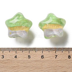 グラデーションカラーの透明な手描きのアクリルビーズ  スター  淡緑色  19.5x21.5x16mm  穴：2.3mm&nbsp;TACR-P012-01B-11