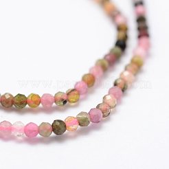 天然のマルチカラートルマリンビーズ連売り  多面カット  ラウンド  ミックスカラー  2mm  穴：0.5mm  約156個/連  14.9インチ（38cm）&nbsp;G-K185-14B