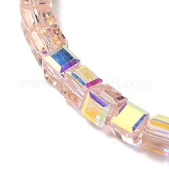 透明ガラスビーズ連売り  多面カット  ABカラー  正方形  ミスティローズ  4.5x4.5x4.5mm  穴：1.2mm  約95~97個/連  16.14~16.53インチ（41~42cm）&nbsp;EGLA-P061-05A-AB01
