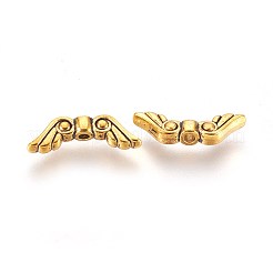 チベット風合金ビーズ  カドミウムフリー＆鉛フリー  ウイング  アンティーク黄金  16x5x3mm  穴：1.5mm&nbsp;TIBEB-A11-3712-AG-LF